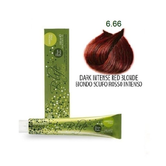 Βαφή Μαλλιών Χωρίς Αμμωνία Farmavita B.life Coror Reds 6.66 Ξανθό Σκούρο Κόκκινο Ενισχυμένο 100ml