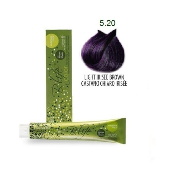 Βαφή Μαλλιών Χωρίς Αμμωνία Farmavita B.life Coror Violets/Irisee 5.20 Καστανό Ανοιχτό Ιριζέ 100ml
