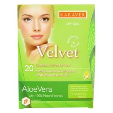 Αποτριχωτικές ταινίες προσώπου Karaver Velvet Beauty με Αλόη (20τμχ)