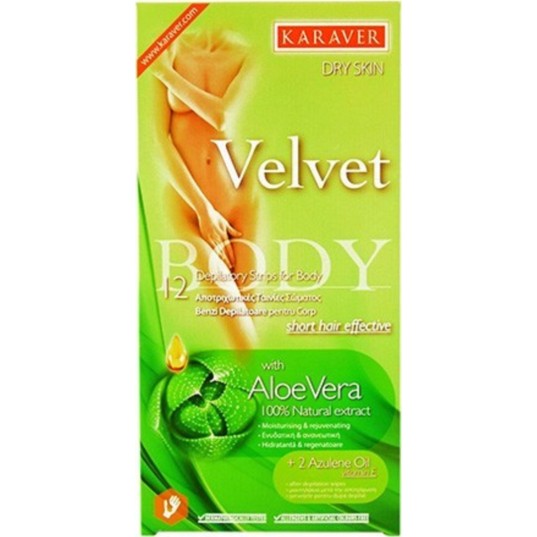 Αποτριχωτικές ταινίες με Aloe Vera Για Σώμα Karaver Velvet Body Aloe Vera 20τμχ