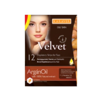 Αποτριχωτικές ταινίες  για πρόσωπο VELVET  KARAVER Argan Oil  12TMX