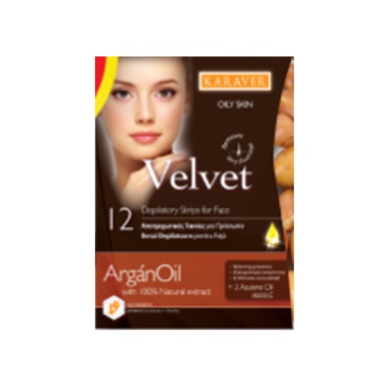Αποτριχωτικές ταινίες  για πρόσωπο VELVET  KARAVER Argan Oil  12TMX