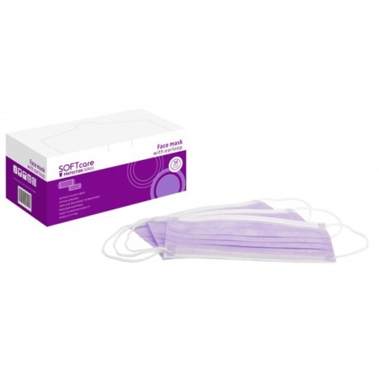Μάσκα προσώπου Μωβ Softcare 50τμχ