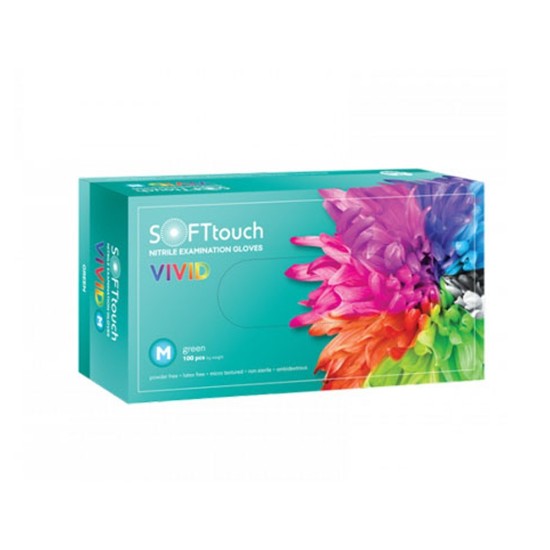 Γάντια Soft Touch νιτριλίου χωρίς πούδρα Vivid Medium Πράσινα  (100τμχ)