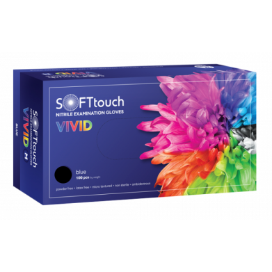 Γάντια Soft Touch Vivid Νιτριλίου Μπλέ χωρίς πούδρα Small (100τμχ)