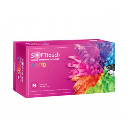 Γάντια Νιτριλίου Φούξια Medium Soft Touch Vivid 100τεμ.