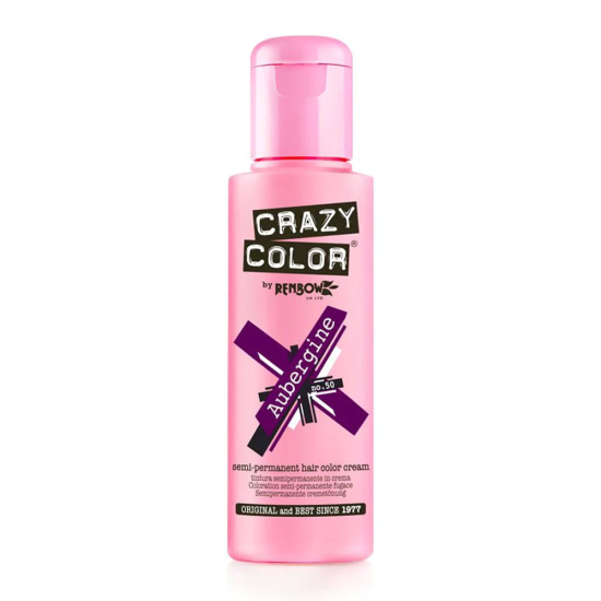 Crazy Color Ημιμόνιμη Κρέμα-Βαφή Μαλλιών No 50 Aubergine 100ml