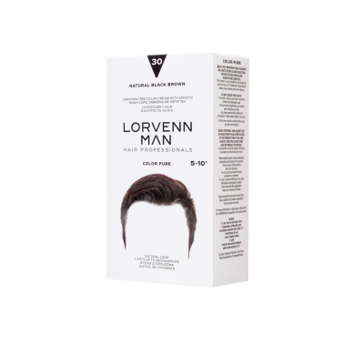 Αντρική βαφή μαλλιών Lorvenn Color Pure men Νο 30 Μαύρο-Καστάνο ammonia free