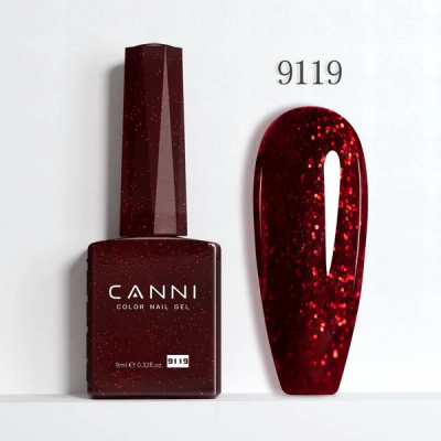 Ημιμόνιμο Βερνίκι Canni Color Nail Gel No 9119 Red Glitter Hema Free 9ml