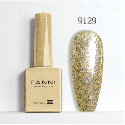 Ημιμόνιμο Βερνίκι Canni Color Nail Gel No 9129 Goldglitter Hema Free 9ml