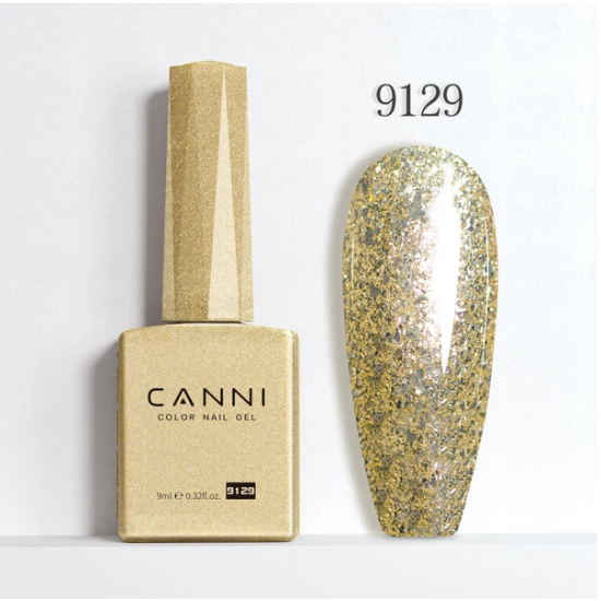 Ημιμόνιμο Βερνίκι Canni Color Nail Gel No 9129 Goldglitter Hema Free 9ml