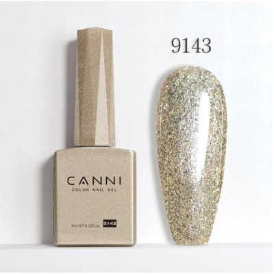 Ημιμόνιμο Βερνίκι Canni Color Nail Gel No 9143 Glitter Champagne Hema Free 9ml