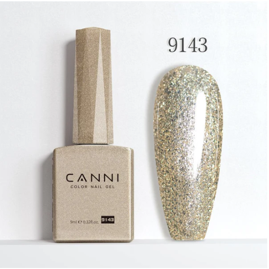 Ημιμόνιμο Βερνίκι Canni Color Nail Gel No 9143 Glitter Champagne Hema Free 9ml
