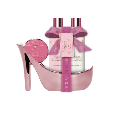 Σετ Δώρου σε Σχέδιο Γόβα Glamorous Pink High Heel με Άρωμα Fresh Bouquet