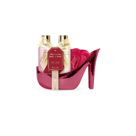 Σετ Δώρου σε Συσκευασία σε Σχήμα Γόβας White Musk Glamorous Body & Bath Red Shoe White Musk