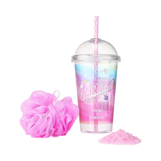 Σετ με Άλατα Μπάνιου και Σφουγγάρι Bubble-T Rainbow Bath Salts Gift Set 255g